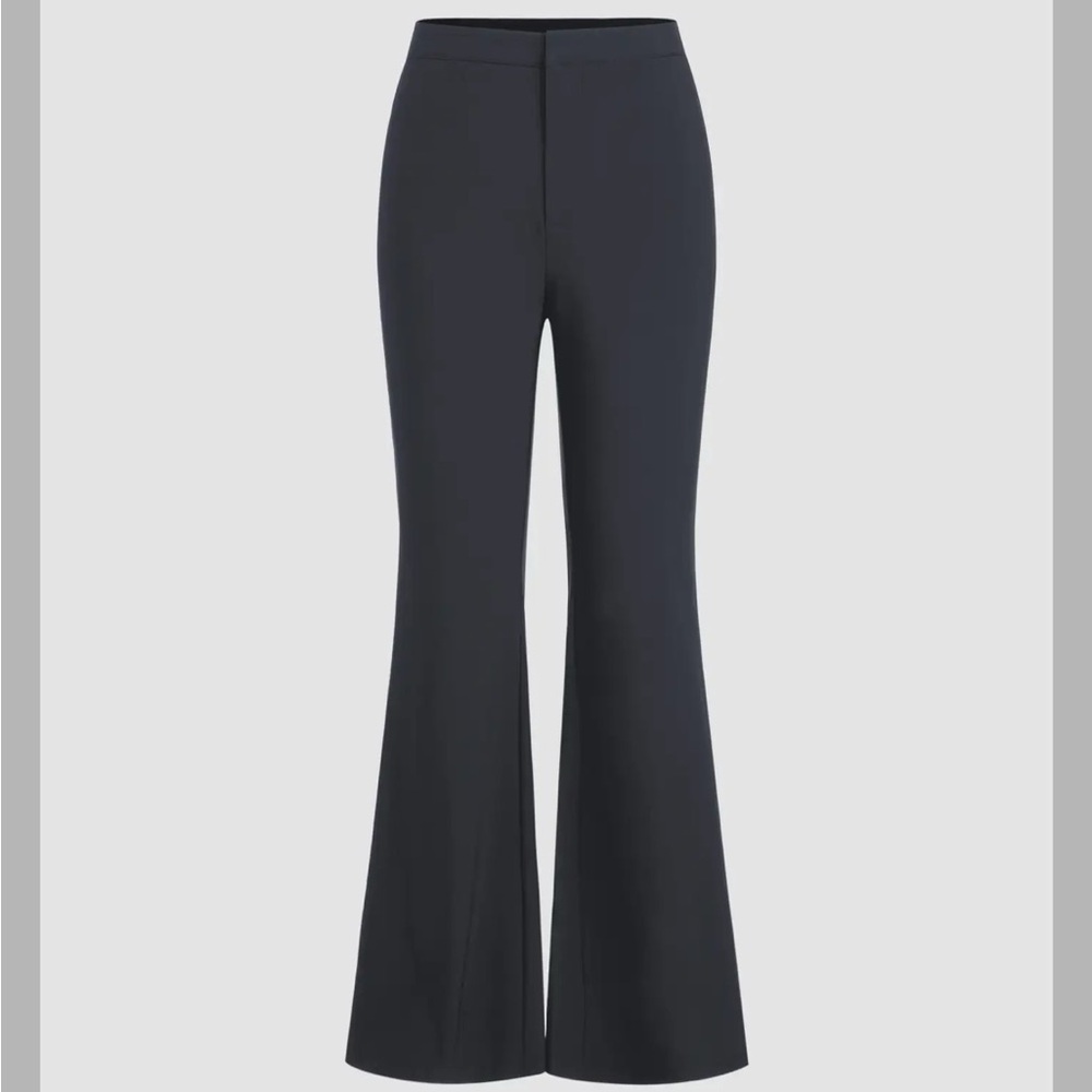 Stretch mid rise flare trousers - dark gray